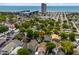 Expansive aerial view featuring the beachfront homes near a busy RV park along the coast at 6001 - 5010 S Kings Hwy., Myrtle Beach, SC 29575