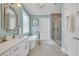 Beautiful bathroom with a soaking tub, glass-enclosed shower, and double vanity at 6004 Flowerdale Ct., Myrtle Beach, SC 29579