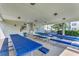 Covered picnic area with multiple blue picnic tables, offering a communal gathering space at 901 West Port Dr. # 2101, North Myrtle Beach, SC 29582