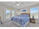 Serene bedroom with balcony access and ocean-themed decor at 134 Vista Dr., Murrells Inlet, SC 29576