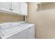 Laundry room with white washer and dryer hookups and overhead cabinets at 1470 Turkey Ridge Dr. # D, Myrtle Beach, SC 29575