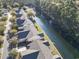 An aerial view showing a row of homes along a waterway, surrounded by lush greenery and trees at 173 Knight Circle # 1, Pawleys Island, SC 29585
