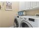 Convenient laundry room with a side-by-side washer and dryer, and upper cabinets at 173 Knight Circle # 1, Pawleys Island, SC 29585