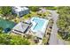 Aerial view of a community pool and pond, showing recreational facilities at 178 Salt Marsh Circle # 30D, Pawleys Island, SC 29585