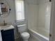 Cozy bathroom featuring new vanity, tub and stylish fixtures at 301 Byrnes Circle, Johnsonville, SC 29555