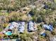 Aerial view of a charming residential neighborhood with townhomes and a community swimming pool at 381 Da Gullah Way # 8 B, Pawleys Island, SC 29585