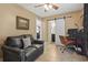 Office space with an open doorway to an adjacent room and a modern sliding barn door to the bathroom at 413 Chesterfield Ct., Myrtle Beach, SC 29577