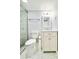 Bathroom featuring stylish vanity, mirror, and shower with sliding glass door at 515 37Th Ave. N # 101, Myrtle Beach, SC 29572