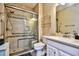 Bathroom featuring an accessible shower with bench seating at 6253 Catalina Dr. # 214, North Myrtle Beach, SC 29582