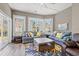 Bright living room offering wood floors, neutral walls, large windows, comfortable seating, and a patterned rug at 8504 Juxa Dr., Myrtle Beach, SC 29579