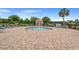 Community splash pad with mushroom water feature, lounge chairs and palm trees at 8504 Juxa Dr., Myrtle Beach, SC 29579