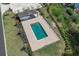 Overhead view of the community pool, showcasing the lovely pavers, surrounding green space, and nearby parking at 361 Rycola Circle, Myrtle Beach, SC 29575