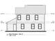Blueprint of rear elevation showing window placement, siding, and roof line details at 1490 Hardwick Rd., Conway, SC 29526
