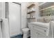 Bathroom features a clean design, a new vanity, a mirrored medicine cabinet and plenty of shelving at 2710 S Ocean Blvd. # 407-A, Myrtle Beach, SC 29577