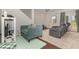 Comfortable living room showcasing a plush blue sofa, a recliner, and a light-colored carpet at 3704 Chapel Ln., Myrtle Beach, SC 29588