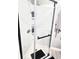 Modern shower stall with white subway tile and black hardware at 532 Medcalf Dr. Sw, Sunset Beach, NC 28468