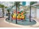 Exterior view of playground and splashpad with palm trees at 201 S Ocean Blvd. # 1812, Myrtle Beach, SC 29577