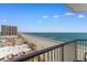 High-rise ocean view, with a long sandy beach and pier in view from the railing at 9550 Shore Dr. # 1026, Myrtle Beach, SC 29572
