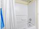 Clean white shower/tub combination with a shower curtain at 1207 S Ocean Blvd. # 51006, Myrtle Beach, SC 29577