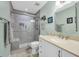 Bathroom featuring a large tile shower with a bench, and a white vanity at 1292 Merion Ct., Murrells Inlet, SC 29576