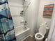 Bathroom with tub, shower and cute print at 187 S Reindeer Rd., Surfside Beach, SC 29575