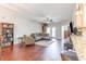 Open living room with hardwood floors, ceiling fan, and an outdoor view at 189 Ella Kinley Circle # 203, Myrtle Beach, SC 29588