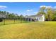 Spacious backyard featuring a black fence, lush lawn and the rear of a charming white house at 2827 Allen Dew Rd., Conway, SC 29527