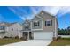 Beautiful two-story home with gray siding, brick accents, a well-maintained front lawn and attached garage at 6035 Forest Dell Ct, Myrtle Beach, SC 29579