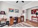 Functional office space with a ceiling fan, and a wood desk, providing a great work-from-home environment at 6096 Campanella St., Myrtle Beach, SC 29577