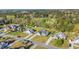 An aerial view of a neighborhood showcasing manicured lawns and tree-lined streets at 124 Mesa Raven Dr., Longs, SC 29568