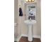 Pedestal sink with view of the garage in the mirror in half bathroom at 124 Mesa Raven Dr., Longs, SC 29568