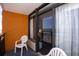 Enjoy ocean views from this balcony with seating and sliding glass doors at 1501 South Ocean Blvd. # 738, Myrtle Beach, SC 29577