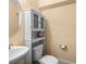 This bathroom features a vanity, a mirror, a toilet, and built in shelving at 2790 Howard Ave. # D, Myrtle Beach, SC 29577