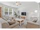 Comfortable living room with a ceiling fan, neutral tones and entertainment area with a large TV at 2904 Lunar Ct., Myrtle Beach, SC 29577