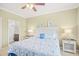 Inviting bedroom with coastal decor, featuring a queen bed, bedside tables, and an attached bathroom at 601 Hillside Dr. N # 2305, North Myrtle Beach, SC 29582