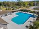 Community pool surrounded by tables, chairs, and palm trees at 90 Carolina Crossing Blvd., Little River, SC 29566