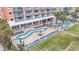 Aerial view of the condo resort pools, lounge areas, and lush tropical landscaping near the beach at 1604 N Ocean Blvd. # 904, Myrtle Beach, SC 29577