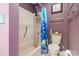 Charming bathroom featuring a shower with modern fixtures and decorative ocean-themed accents at 1801 N Ocean Blvd. # O-4, North Myrtle Beach, SC 29582