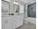 Full bathroom with double vanity, tub/shower combo and subway tile at 2309 Seaseeker Ln., Myrtle Beach, SC 29577