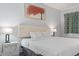 Comfortable bedroom with a large bed, matching lamps, and stylish window treatments at 2600 N Ocean Blvd. # 807, Myrtle Beach, SC 29577