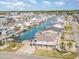 Aerial shot of canal front homes and waterways shows the amazing neighborhood and access to the water at 301 58Th Ave. N, North Myrtle Beach, SC 29582