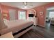 The bedroom has a comfy bed and backyard access at 524 Pinehurst Ln. # 19D, Pawleys Island, SC 29585