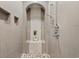 Modern walk-in shower with sleek tile work and a built-in niche at 5361 Ocean Village Dr., Myrtle Beach, SC 29577
