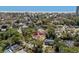 Aerial view showcasing the home with pool surrounded by lush landscaping and neighborhood near the beach at 5628 Marion Circle, Myrtle Beach, SC 29577
