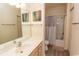 Bathroom featuring vanity, mirror and shower/tub combo at 6207 Sweetwater Blvd. # 6207, Murrells Inlet, SC 29576