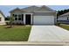 Charming single-story home with gray siding, an attached garage, and a well-maintained front lawn at 635 Culmen Ct., Myrtle Beach, SC 29588