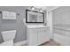 Clean bathroom featuring a vanity, mirror, toilet, and a shower/tub combo at 6900 N Ocean Blvd. # 735, Myrtle Beach, SC 29572