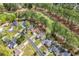 Aerial view of a home in a neighborhood beside a golf course with lush green grass and tall trees at 4738 Southern Trail, Myrtle Beach, SC 29579