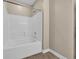 A clean bathroom with a white tiled shower and tub combination at 1545 Spinnaker Dr. # 2C, North Myrtle Beach, SC 29582