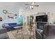 Cozy living room featuring modern furnishings, a fireplace, and decor in bright, coastal colors at 105 Windsor Springs Rd., Conway, SC 29526